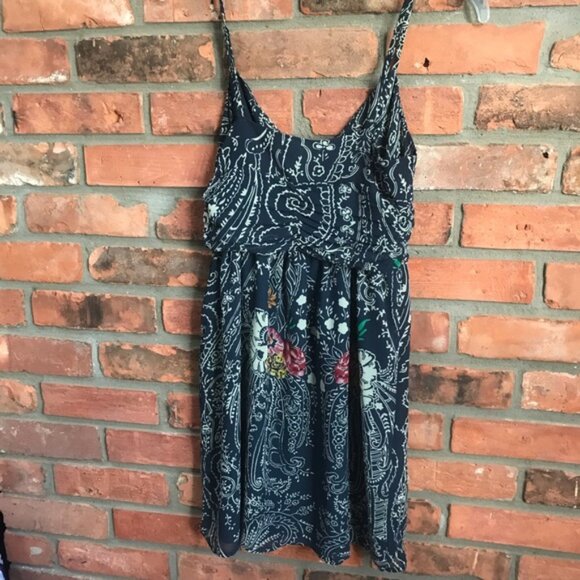 Anthropologie Starting At Stars Boho Ruched Mini Dress Print Sundress Strap Fit - Picture 3 of 13
